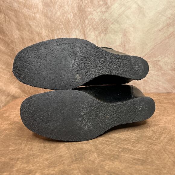 Earth Zanza Black Wedge Heel Mary Jane Clogs Shoes Leather Goth Euro Indie Y2K - Picture 5 of 10